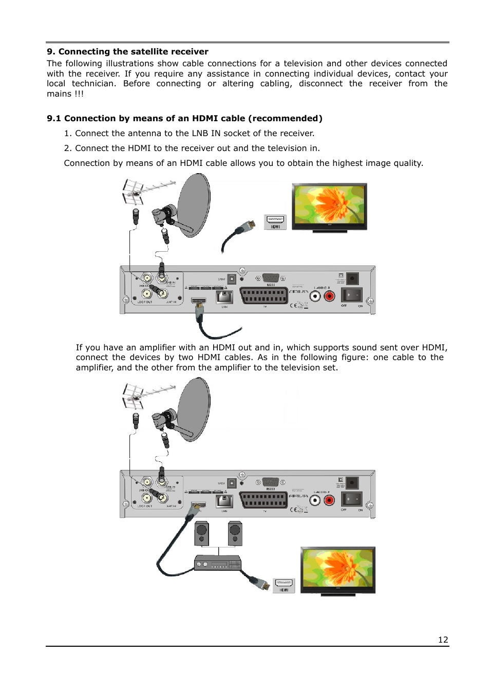 Connecting the satellite receiver | Ferguson Ariva 120Combo User Manual | Page 12 / 45