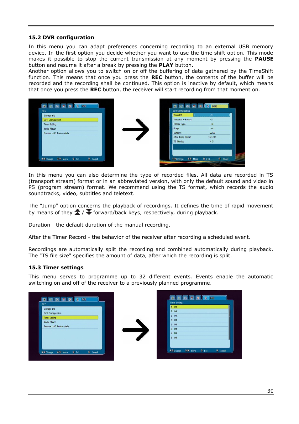 2 dvr configuration, 3 timer settings | Ferguson Ariva 120Combo User Manual | Page 30 / 45