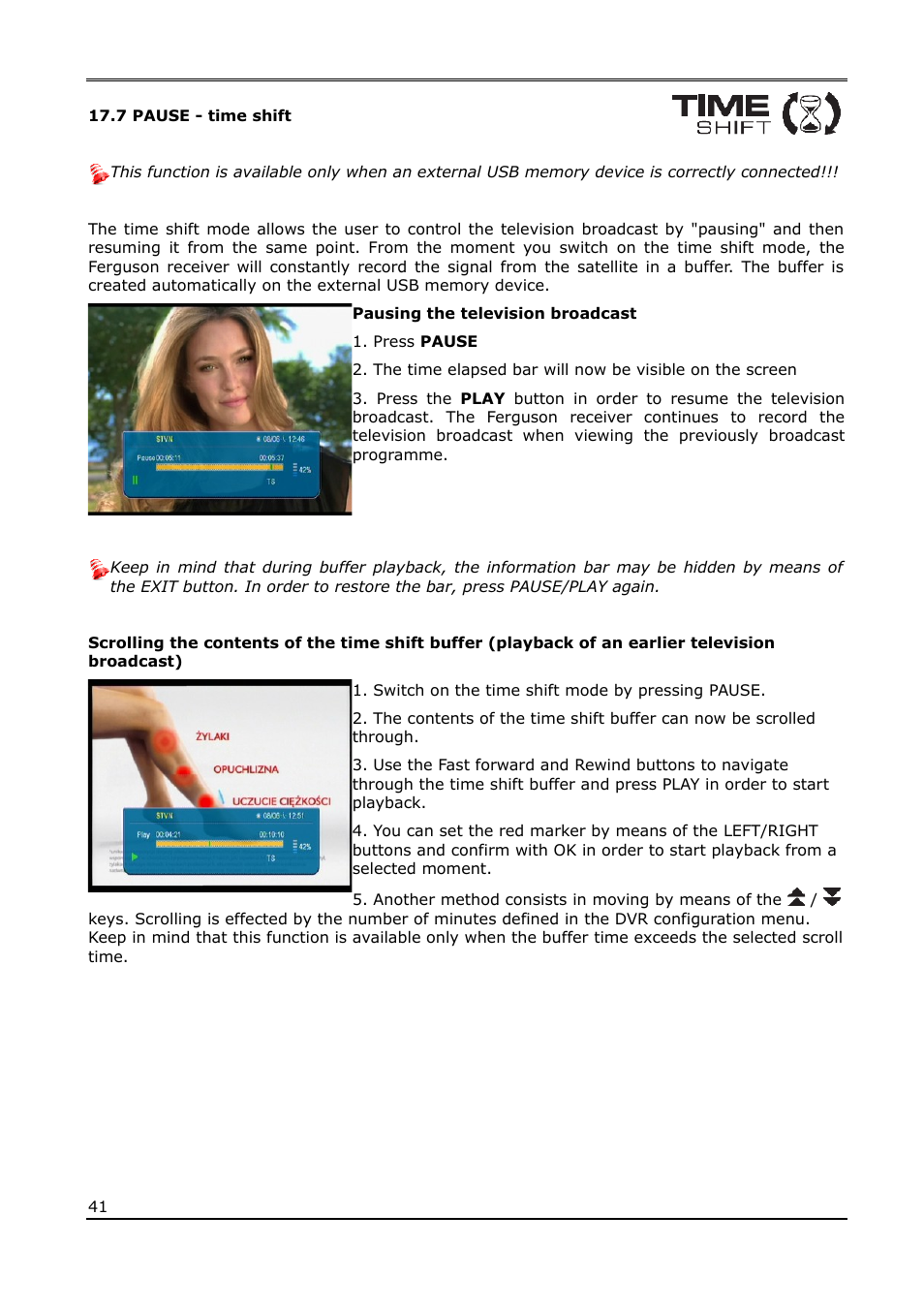 7 pause - time shift | Ferguson Ariva 120Combo User Manual | Page 41 / 45