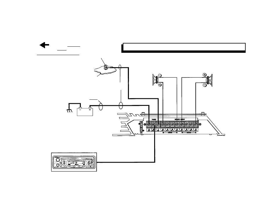 Channel mono (bridged) output wiring diagram | Audiovox AMP-610 User Manual | Page 15 / 16