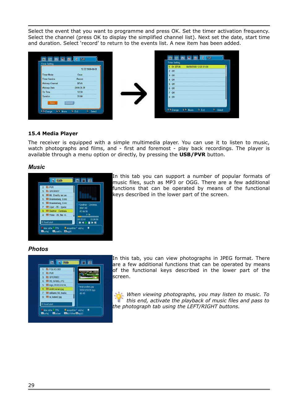 4 media player, Music, Photos | Ferguson Ariva 100E User Manual | Page 29 / 41