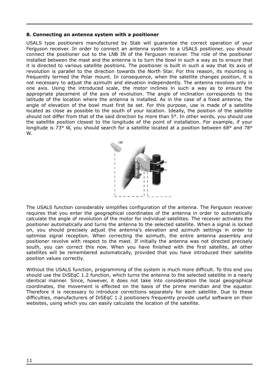 Connecting an antenna system with a positioner | Ferguson Ariva 100 User Manual | Page 11 / 41