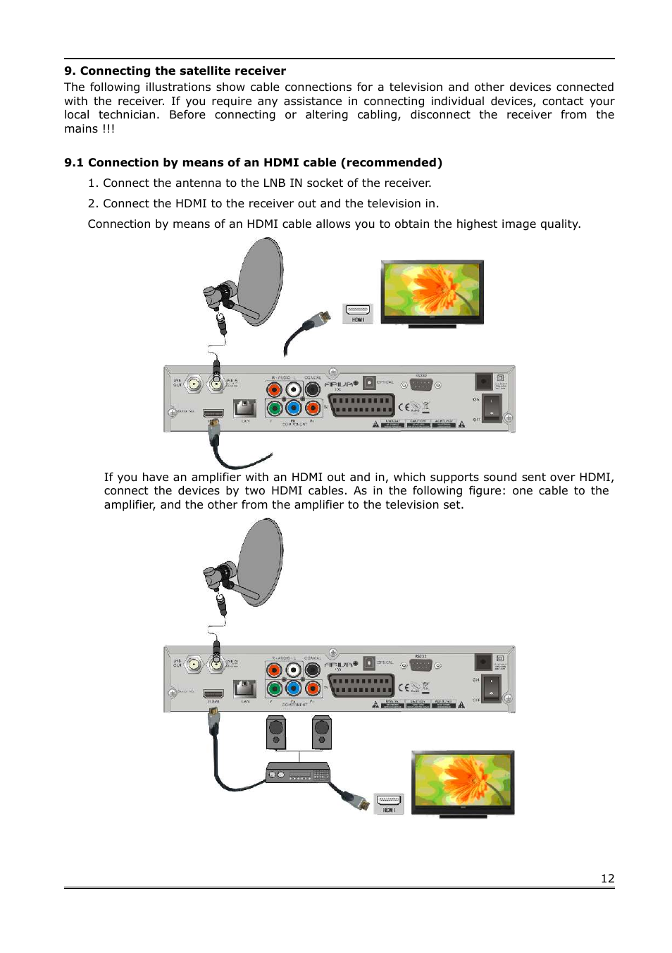 Connecting the satellite receiver | Ferguson Ariva 100 User Manual | Page 12 / 41