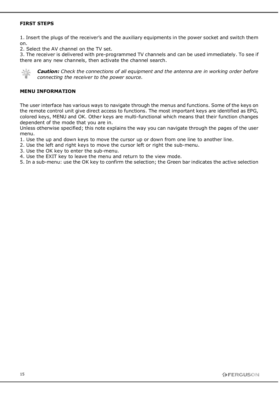 Ferguson FK-7900 UCI User Manual | Page 15 / 28