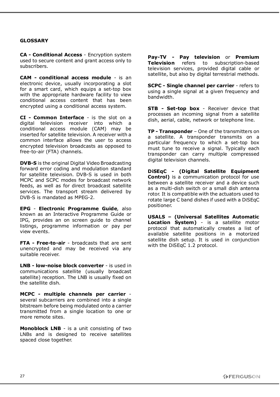 Ferguson FK-7900 UCI User Manual | Page 27 / 28