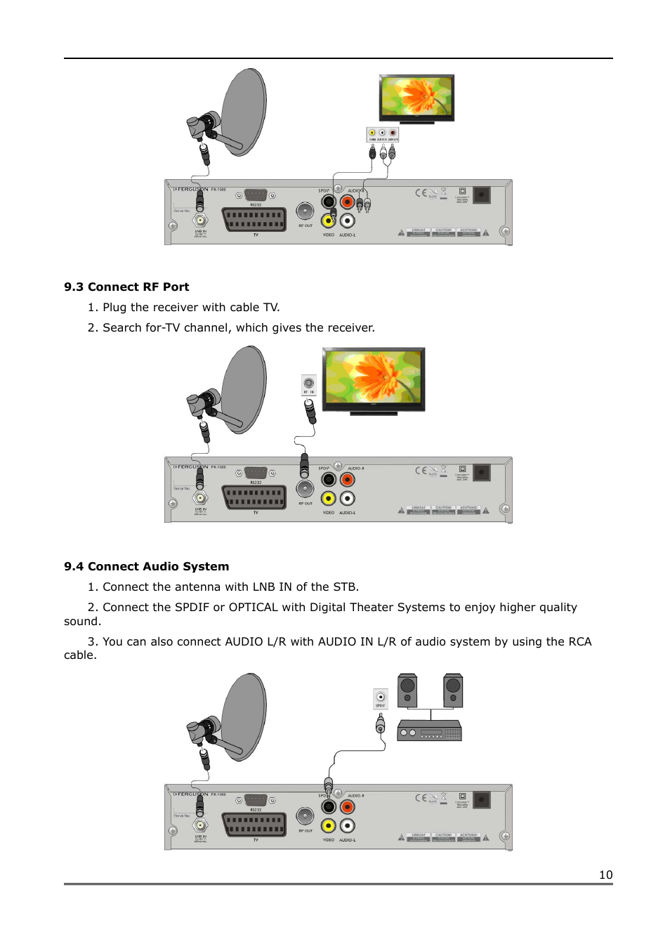 3 connect rf port, 4 connect audio system | Ferguson FK-1000 User Manual | Page 10 / 28