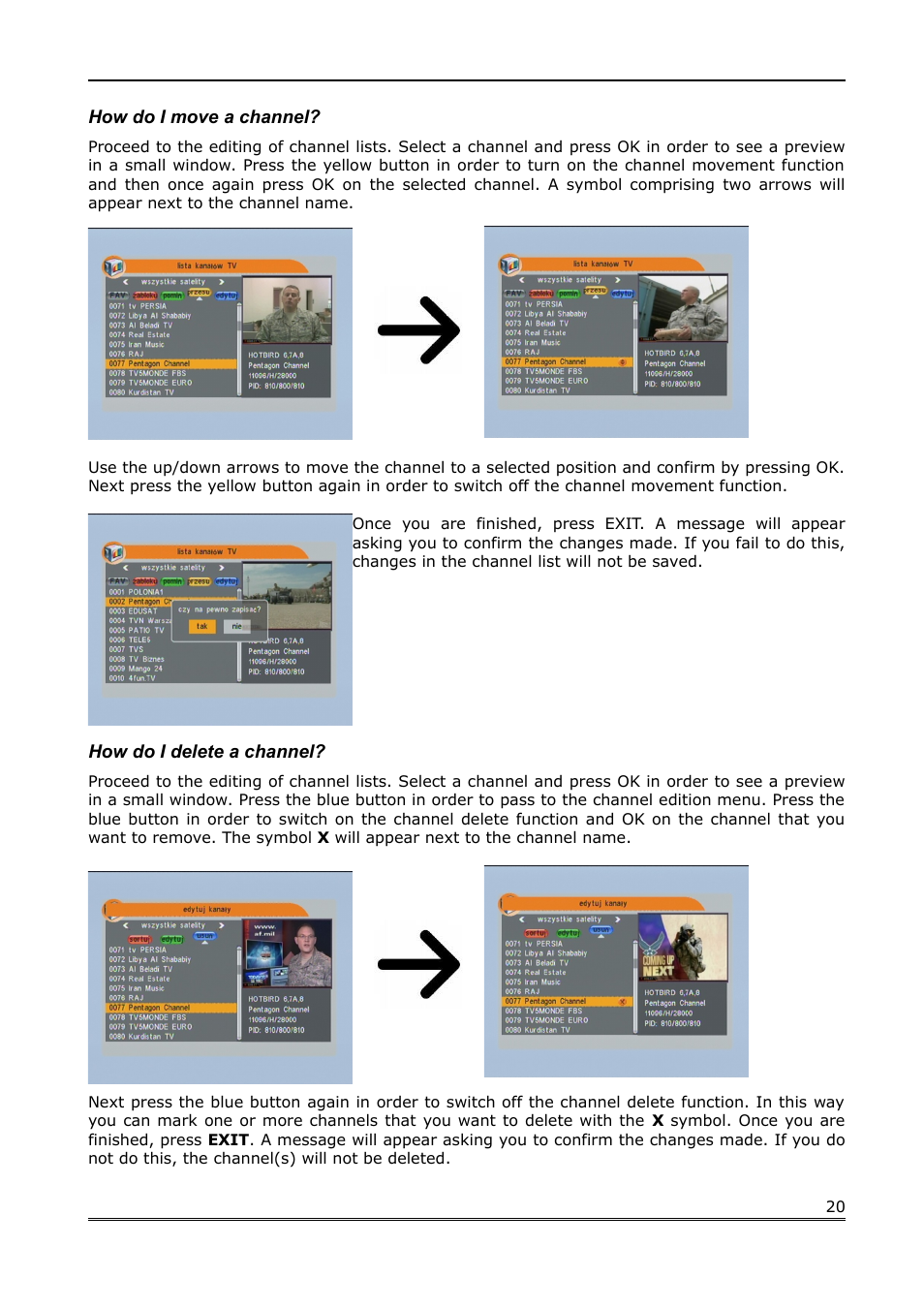 How do i move a channel, How do i delete a channel | Ferguson FK-1000 User Manual | Page 20 / 28