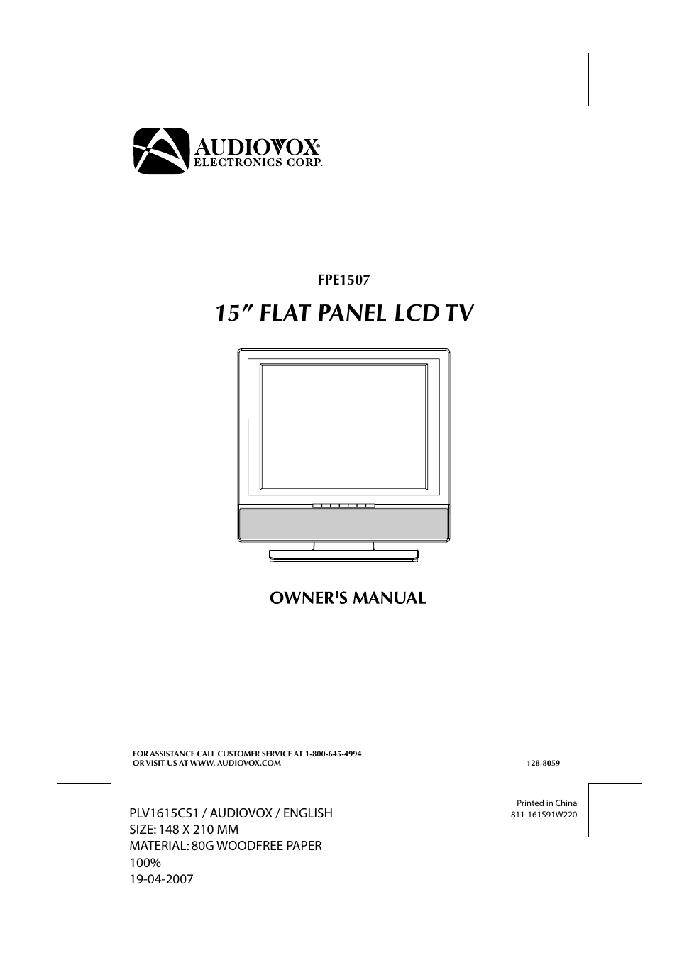 Audiovox FPE1507 User Manual | 23 pages