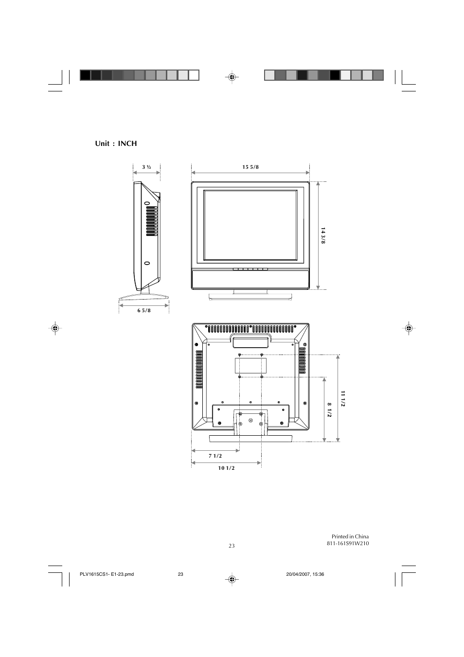 Unit : inch | Audiovox FPE1507 User Manual | Page 23 / 23