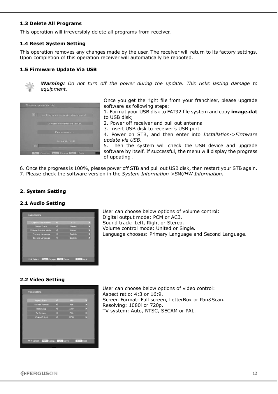 Ferguson FT-8300 HD User Manual | Page 12 / 21