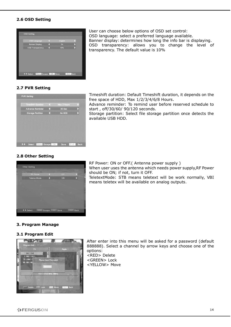 Ferguson FT-8300 HD User Manual | Page 14 / 21