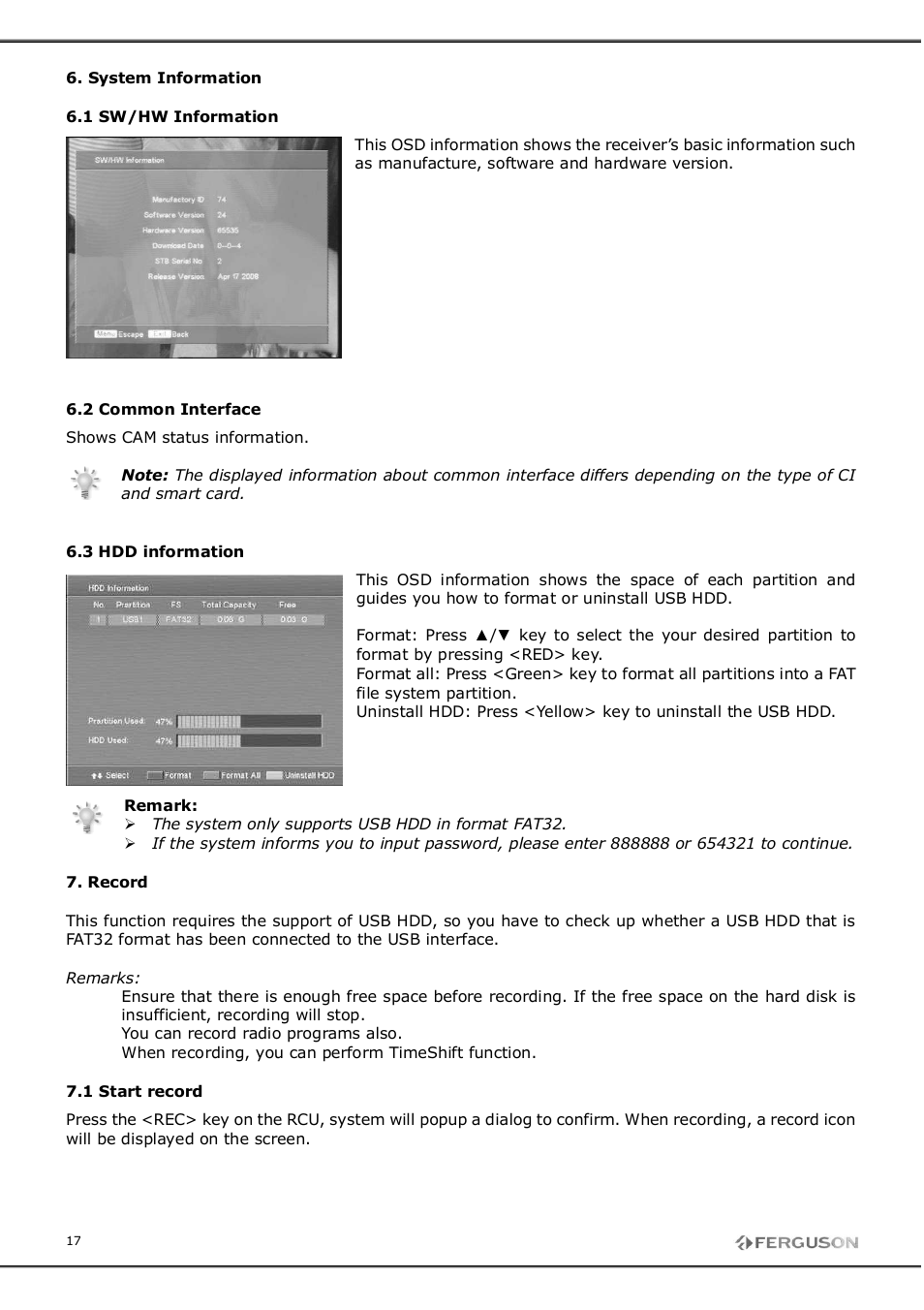 Ferguson FT-8300 HD User Manual | Page 17 / 21