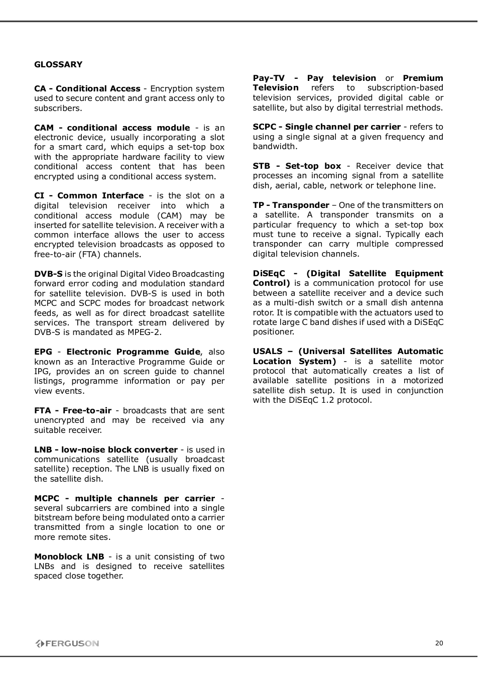 Ferguson FT-8300 HD User Manual | Page 20 / 21