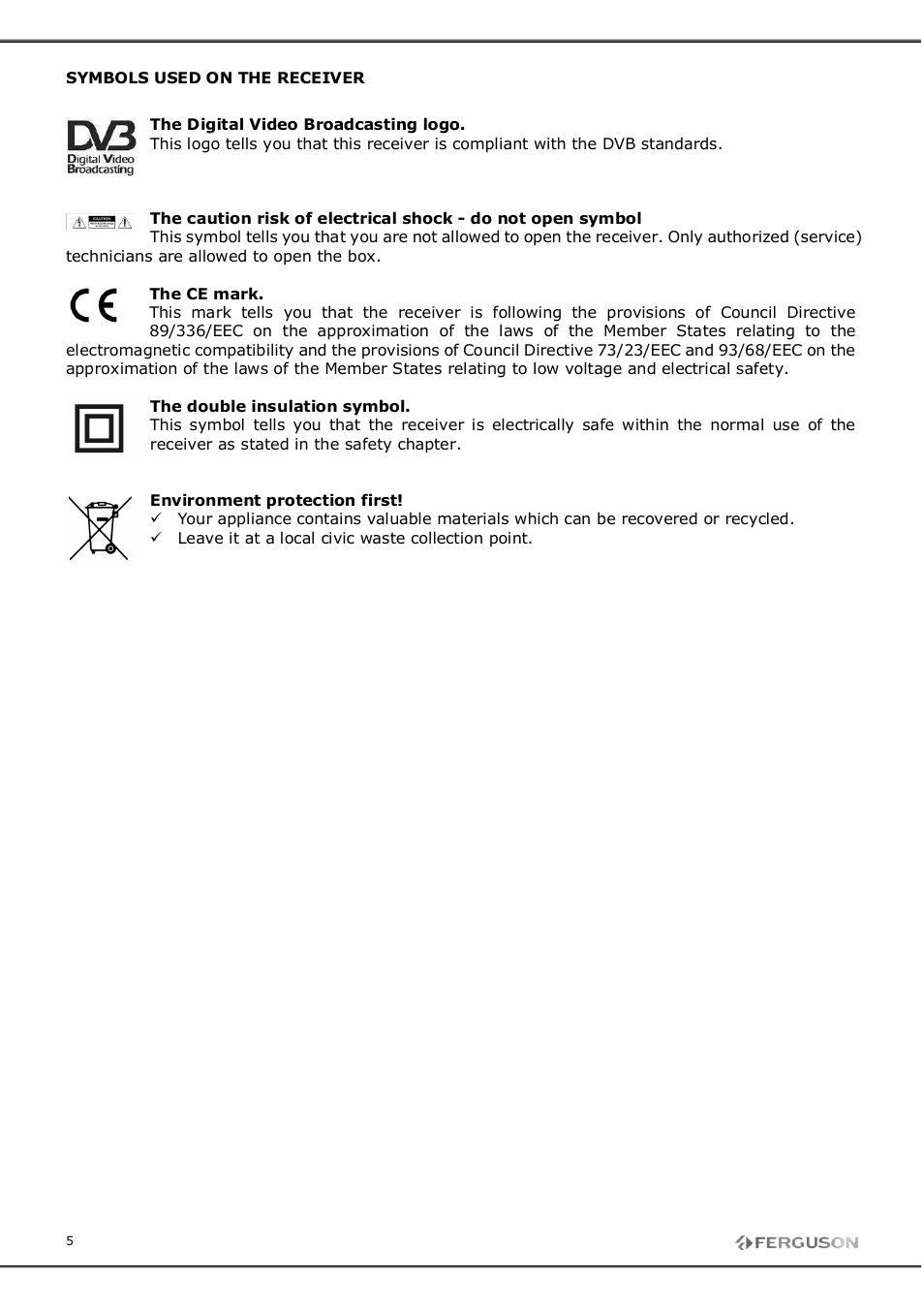 Ferguson FT-8300 HD User Manual | Page 5 / 21