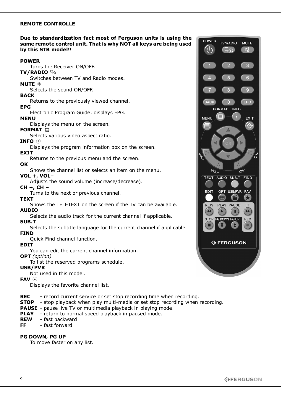 Ferguson FT-8300 HD User Manual | Page 9 / 21