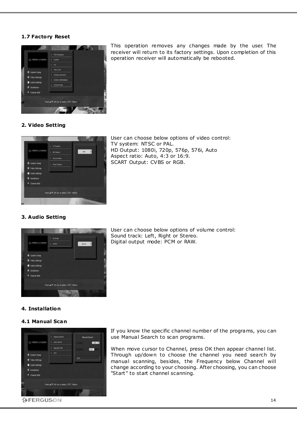 Ferguson FT-8100 HD User Manual | Page 14 / 18