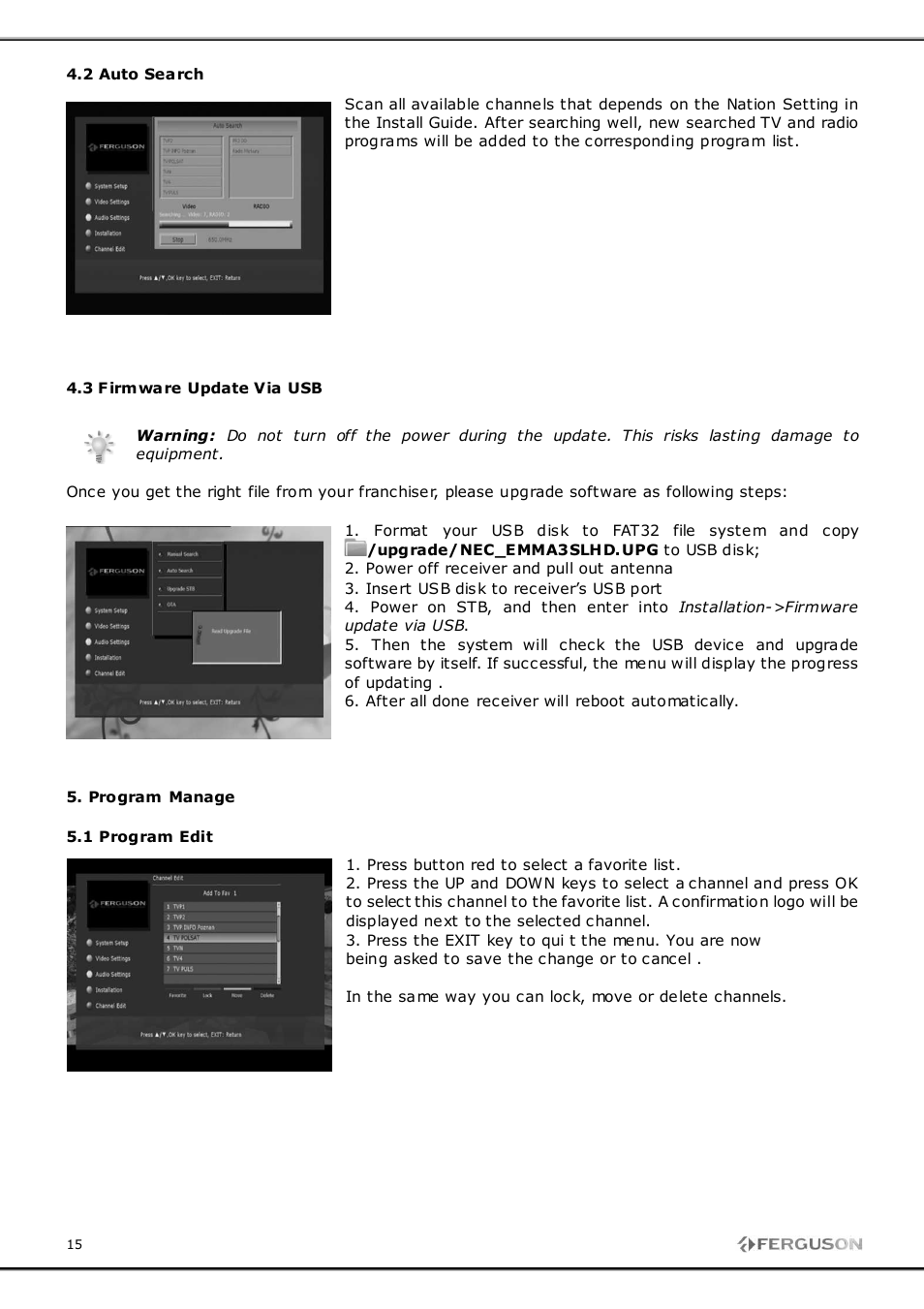Ferguson FT-8100 HD User Manual | Page 15 / 18