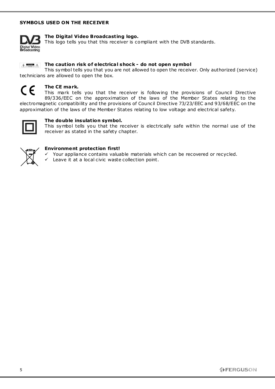 Ferguson FT-8100 HD User Manual | Page 5 / 18