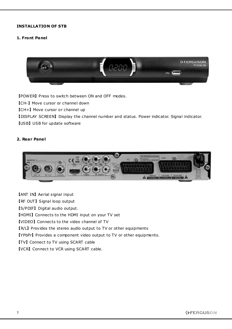 Ferguson FT-8100 HD User Manual | Page 7 / 18