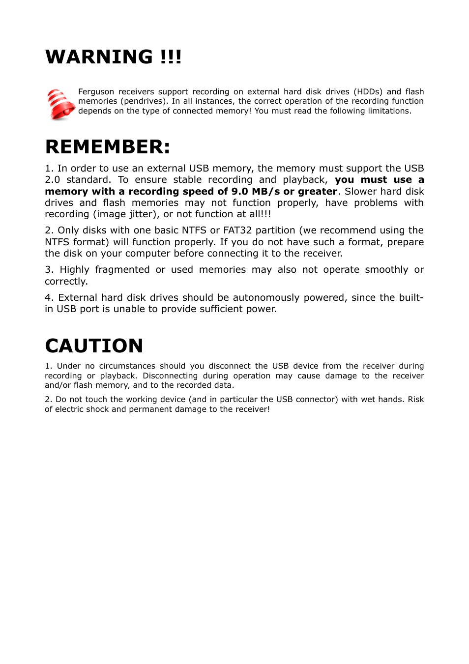 Arivat65mini_manual_en_v2_20_www.pdf, Warning, Remember | Caution | Ferguson Ariva T65mini User Manual | Page 2 / 36