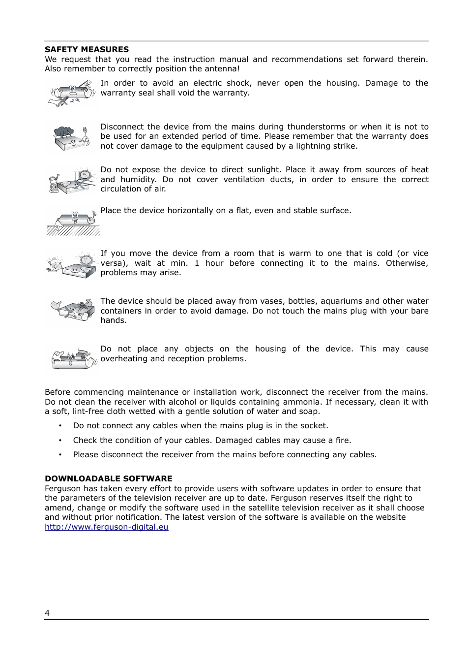 Safety measures, Downloadable software | Ferguson Ariva T65mini User Manual | Page 5 / 36