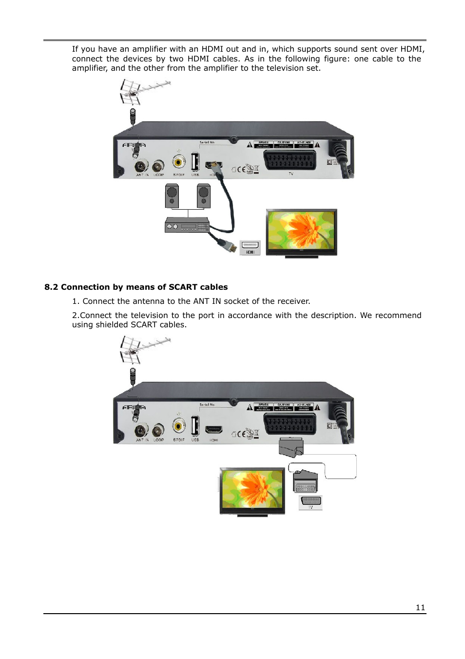 2 connection by means of scart cables | Ferguson Ariva T65 User Manual | Page 11 / 36