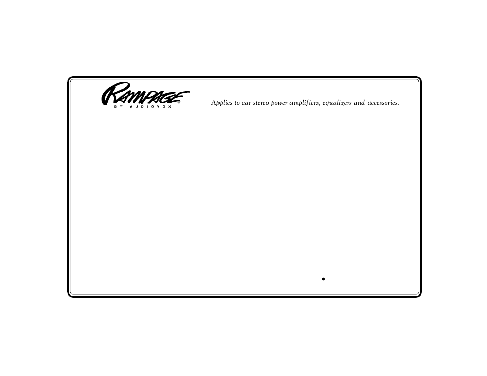 90 day/12 month limited warranty | Audiovox AMP-604 User Manual | Page 11 / 12