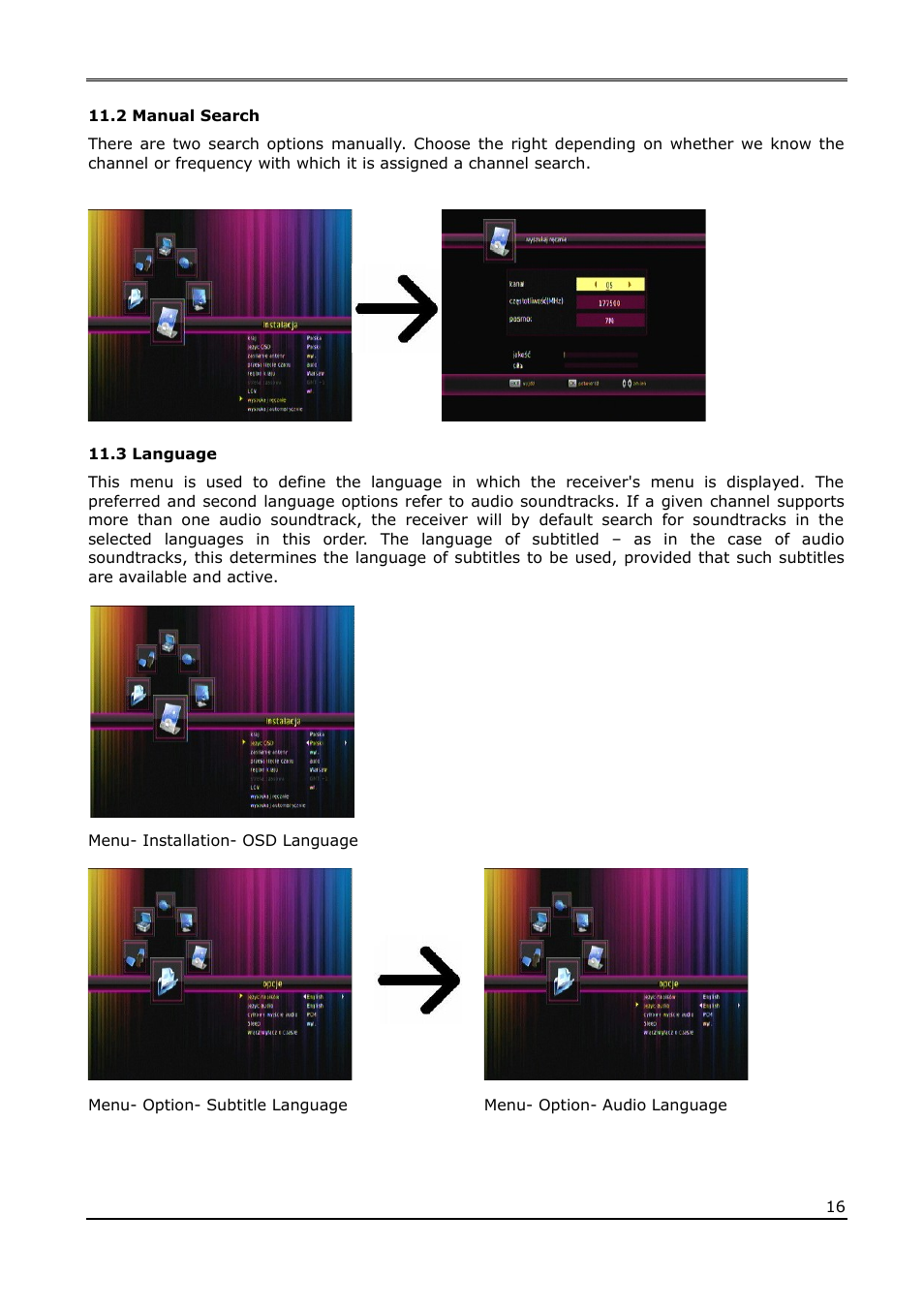 2 manual search, 3 language | Ferguson Ariva T60 User Manual | Page 16 / 35
