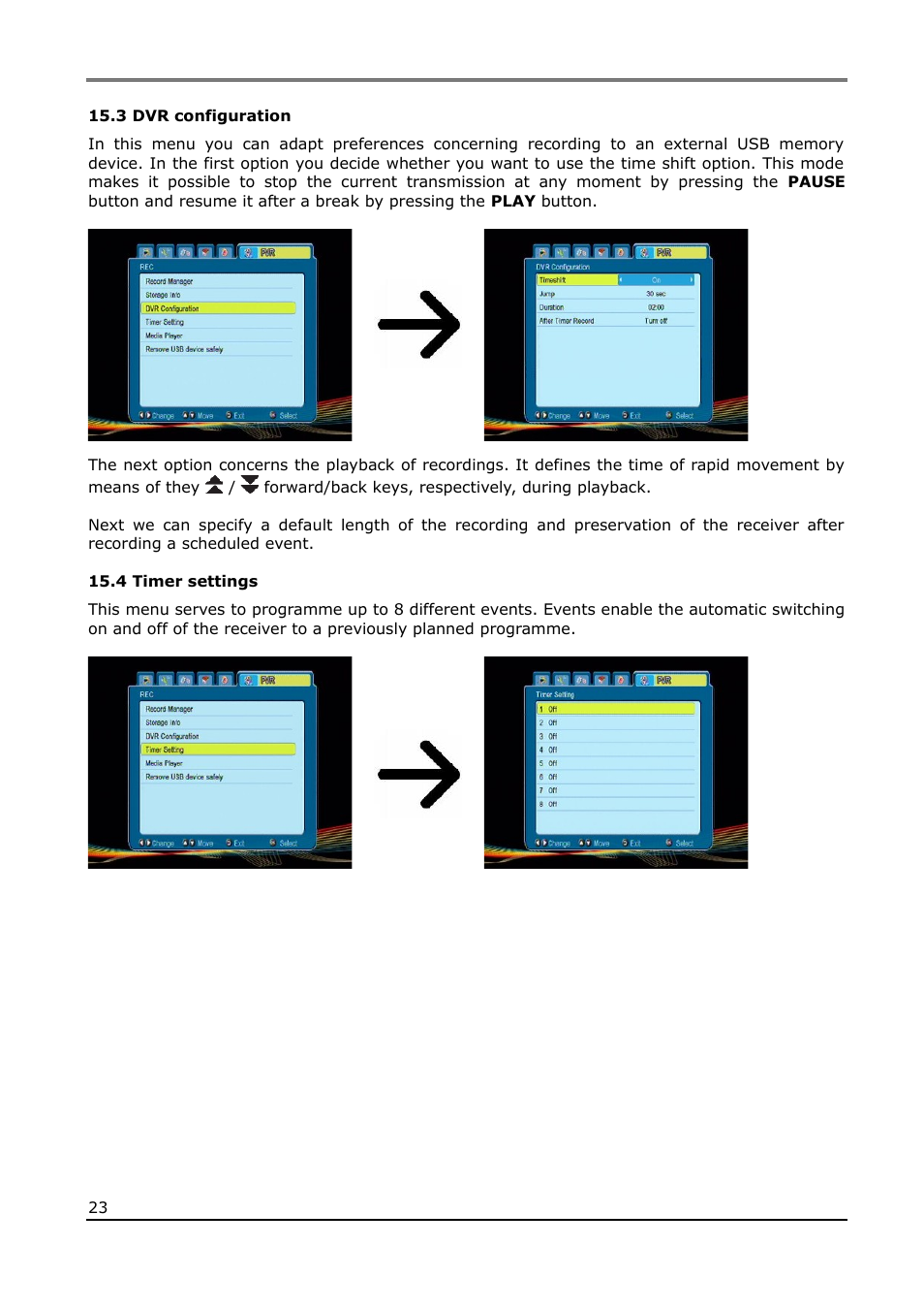 3 dvr configuration, 4 timer settings | Ferguson Ariva T50 User Manual | Page 23 / 34