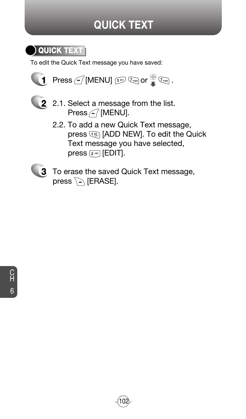 Quick text | Audiovox CDM-8615 User Manual | Page 105 / 131