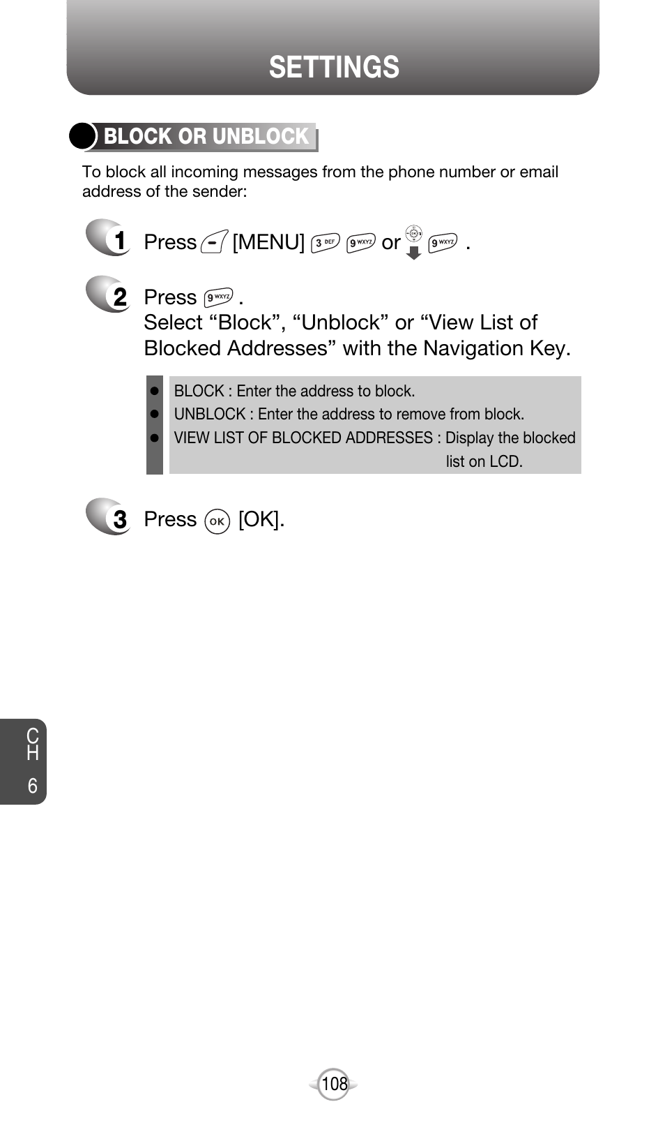 Settings | Audiovox CDM-8615 User Manual | Page 111 / 131