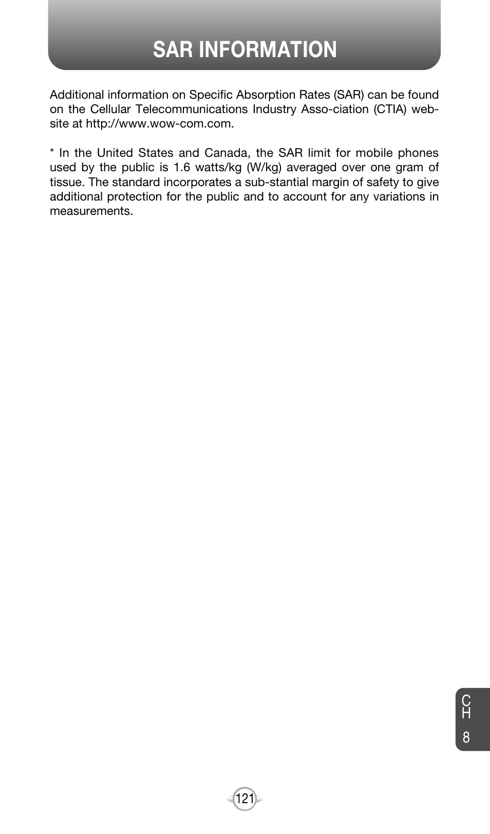 Sar information | Audiovox CDM-8615 User Manual | Page 124 / 131