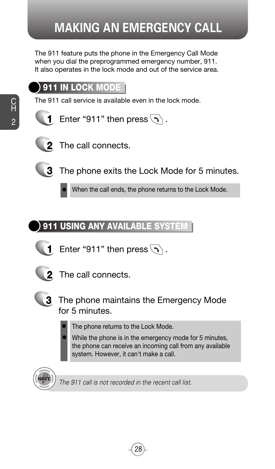 Making an emergency call | Audiovox CDM-8615 User Manual | Page 31 / 131