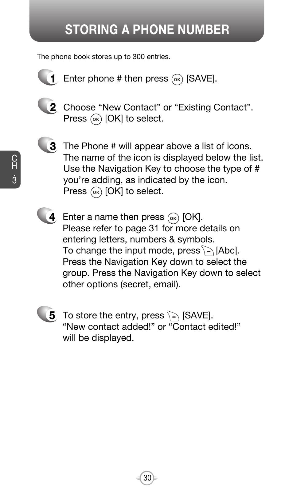 Storing a phone number | Audiovox CDM-8615 User Manual | Page 33 / 131