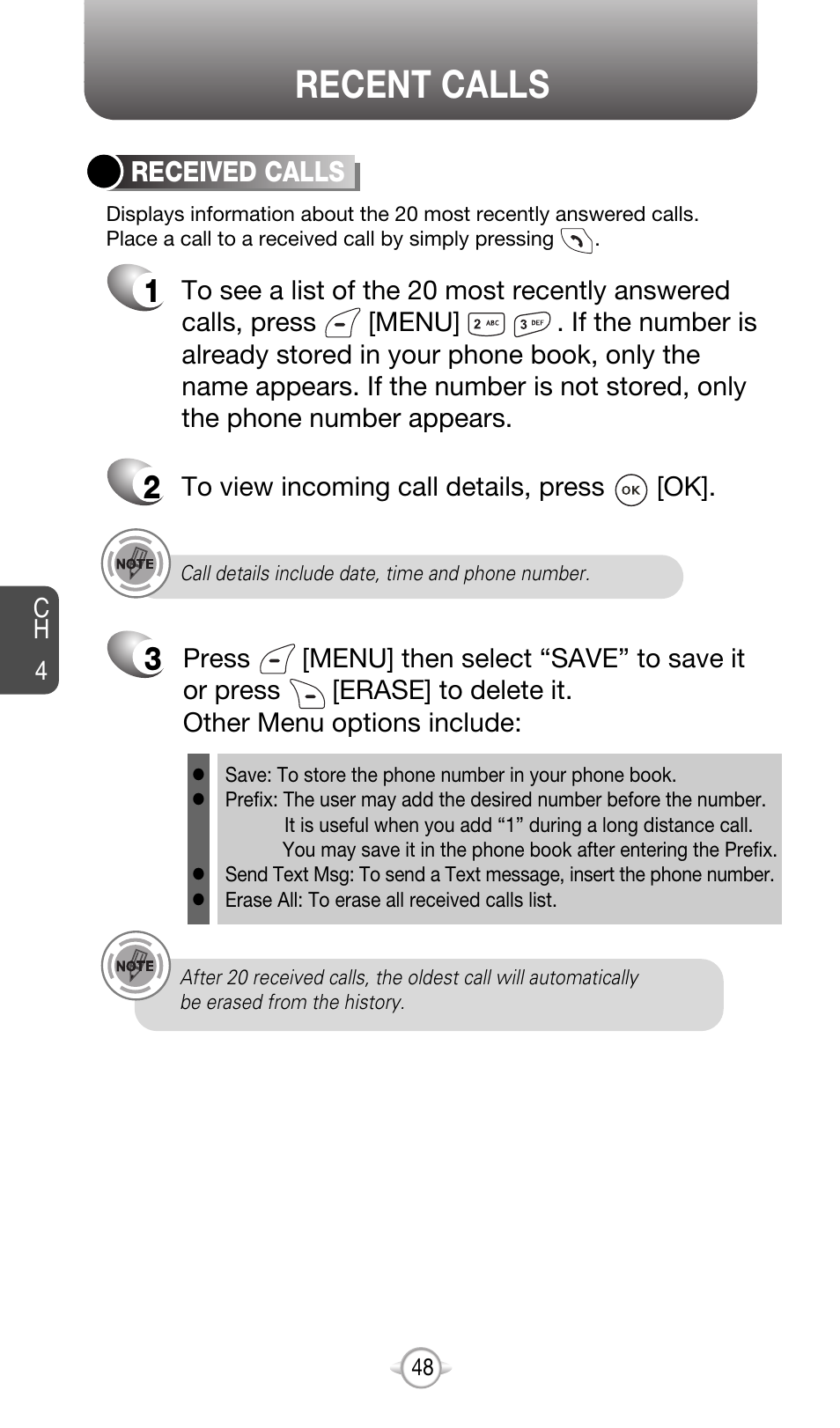 Recent calls | Audiovox CDM-8615 User Manual | Page 51 / 131