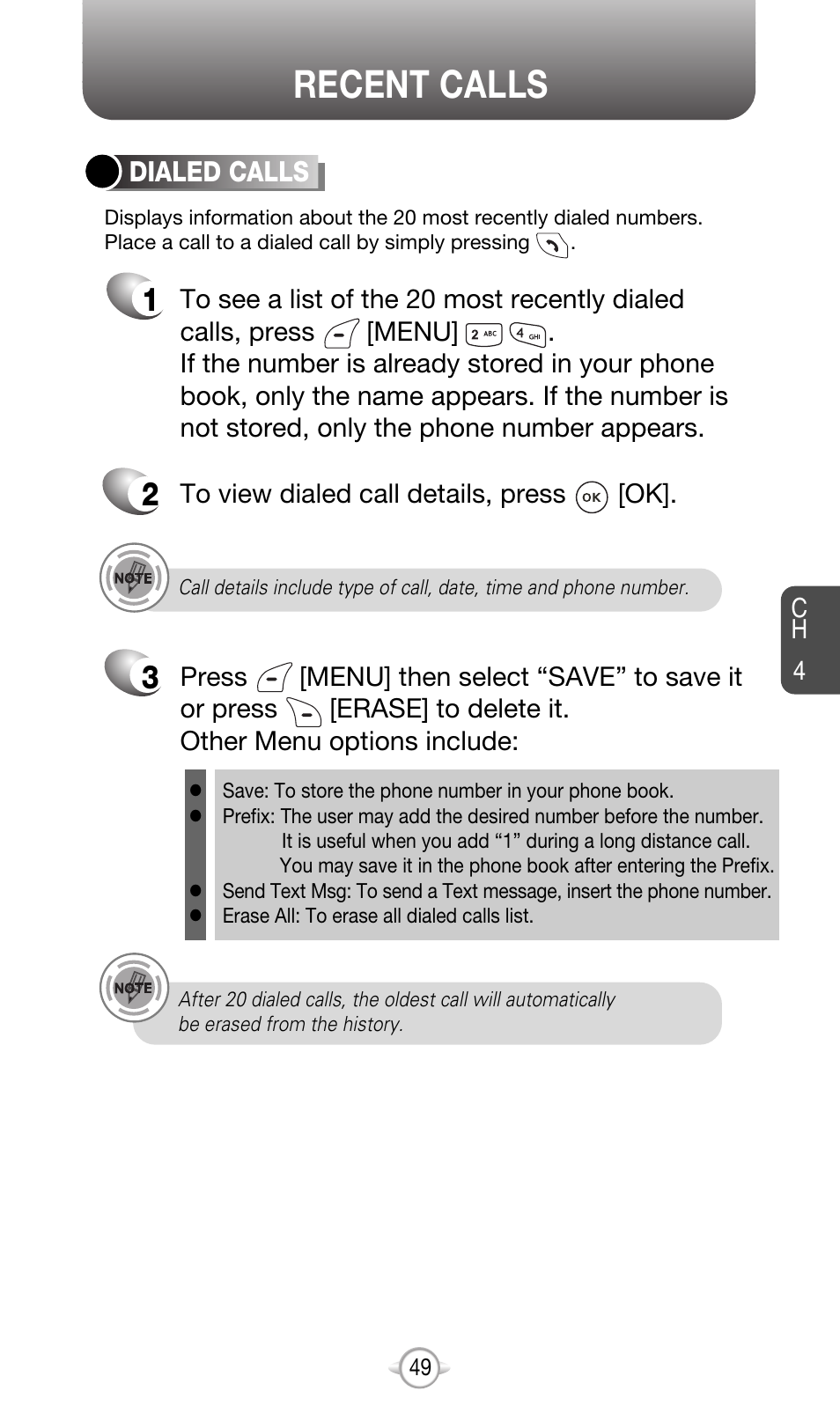 Recent calls | Audiovox CDM-8615 User Manual | Page 52 / 131