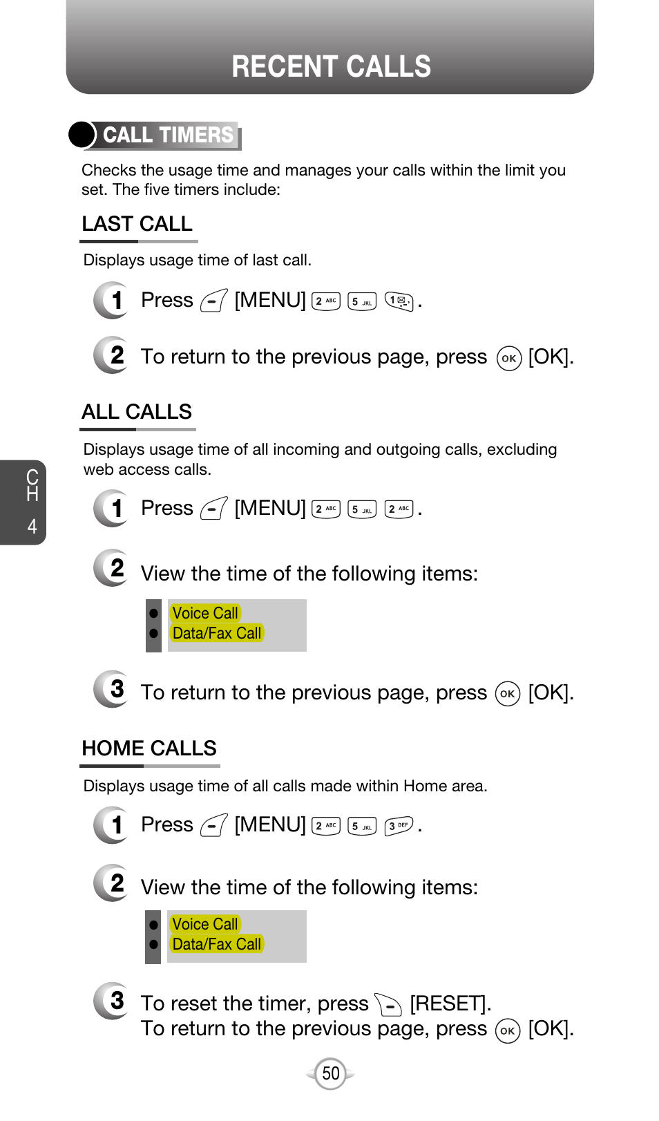 Recent calls | Audiovox CDM-8615 User Manual | Page 53 / 131