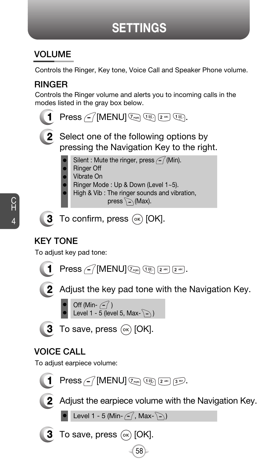 Settings | Audiovox CDM-8615 User Manual | Page 61 / 131