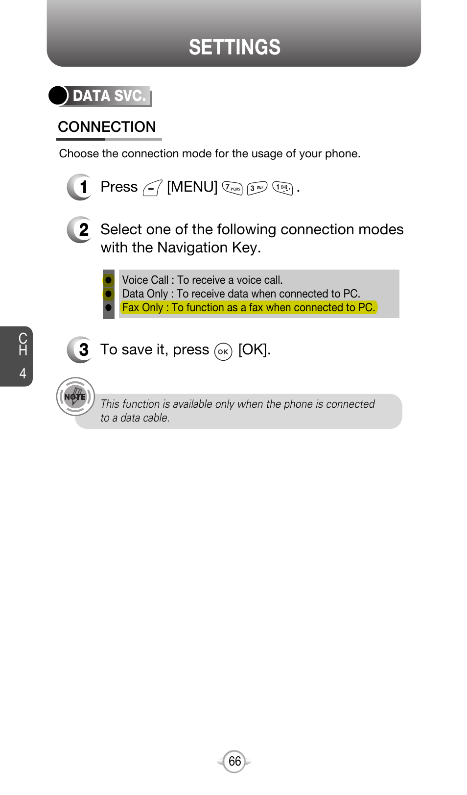 Settings | Audiovox CDM-8615 User Manual | Page 69 / 131