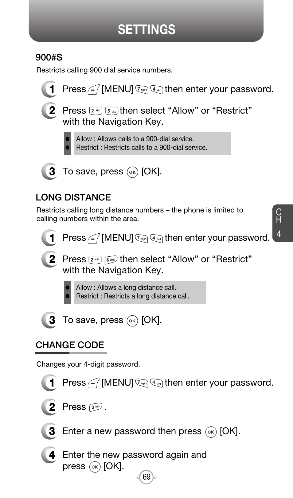 Settings | Audiovox CDM-8615 User Manual | Page 72 / 131