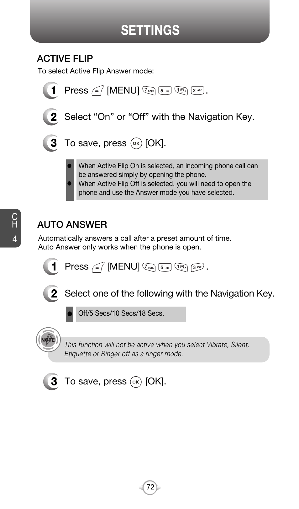 Settings | Audiovox CDM-8615 User Manual | Page 75 / 131