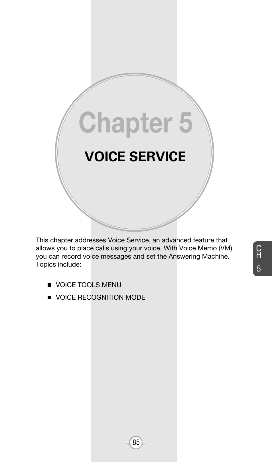 Chapter 5, Voice service | Audiovox CDM-8615 User Manual | Page 88 / 131