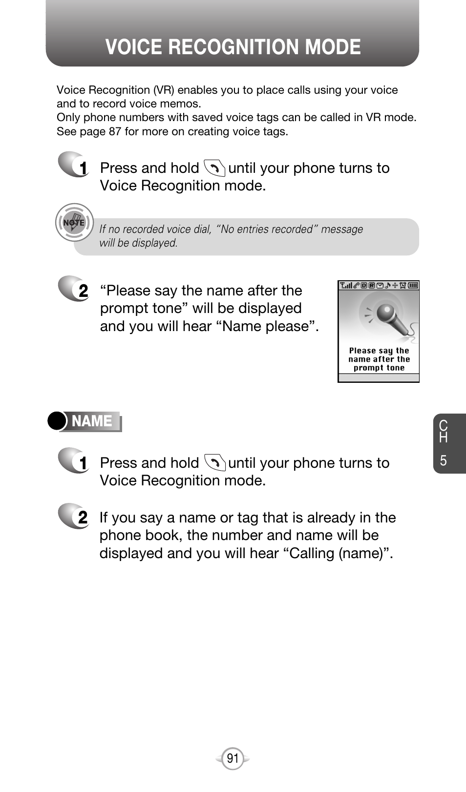 Voice recognition mode | Audiovox CDM-8615 User Manual | Page 94 / 131