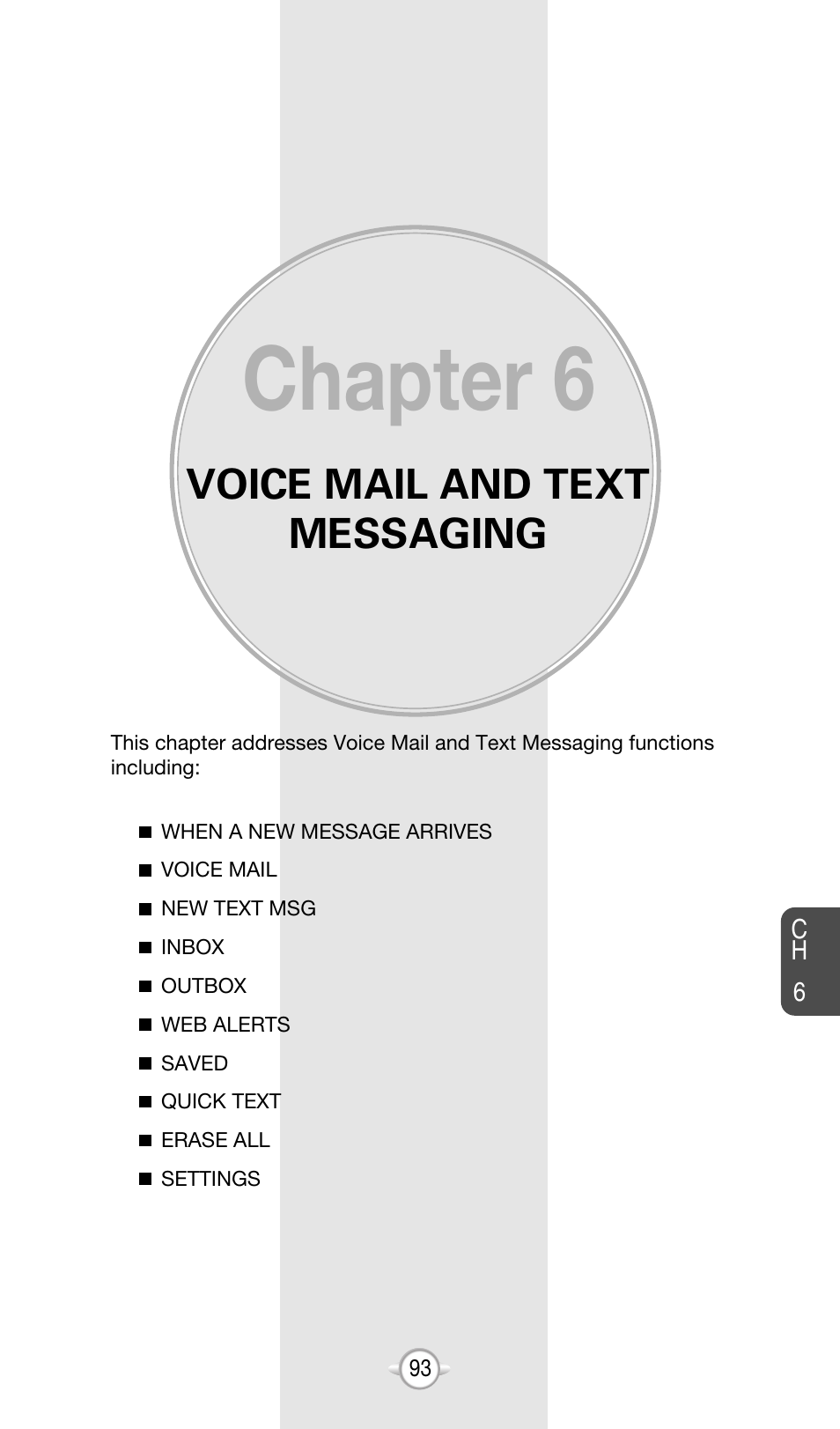 Chapter 6, Voice mail and text messaging | Audiovox CDM-8615 User Manual | Page 96 / 131