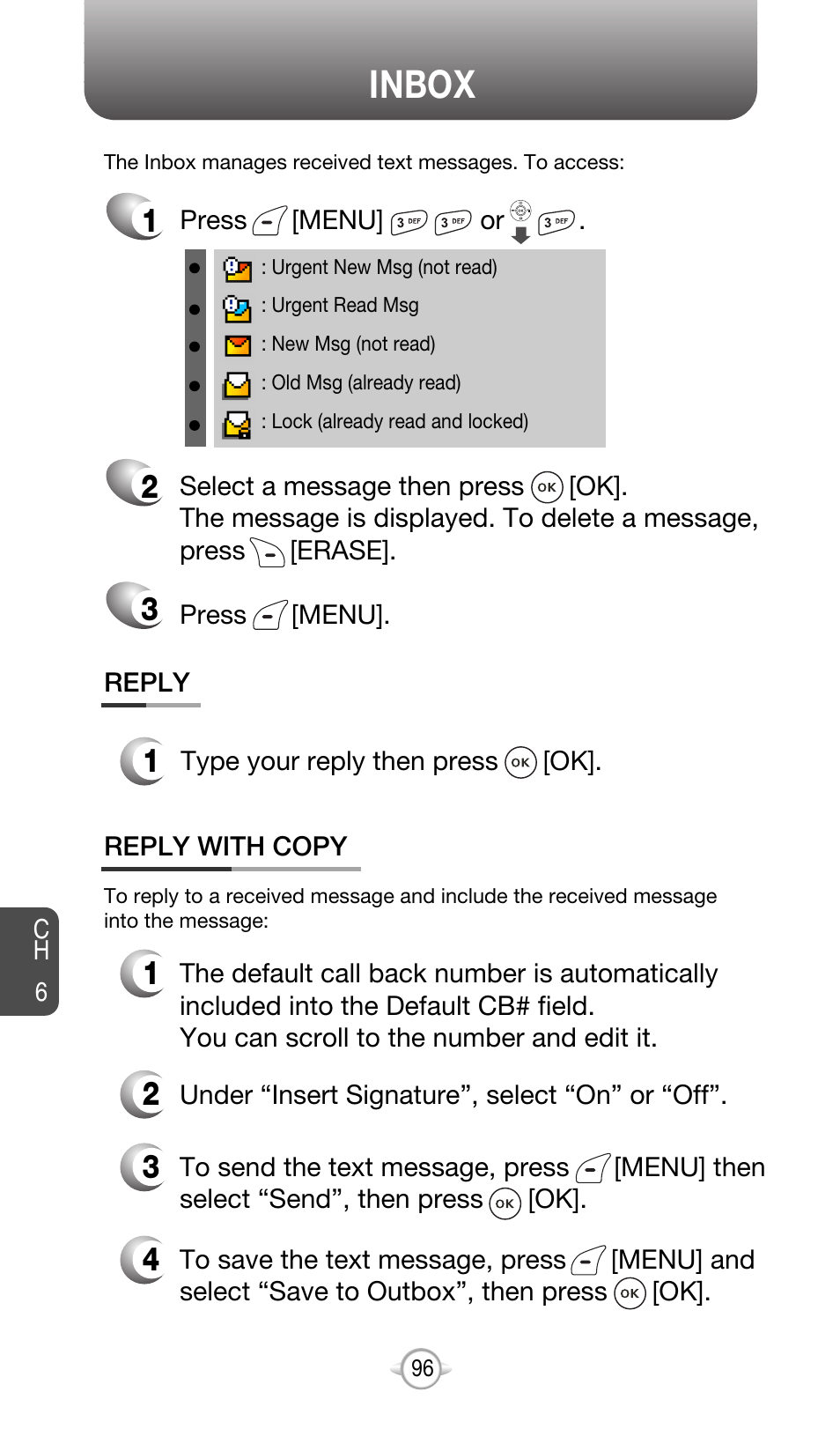Inbox | Audiovox CDM-8615 User Manual | Page 99 / 131
