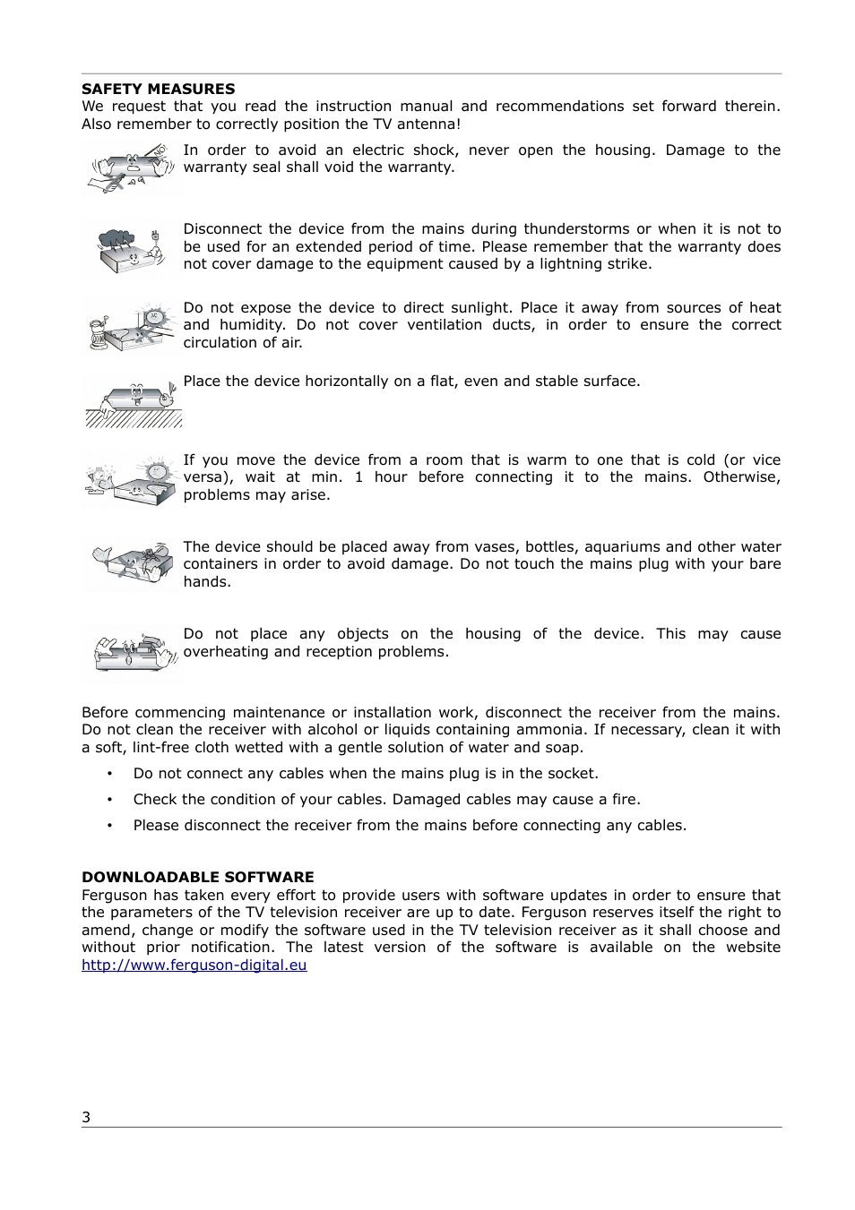 Safety measures, Downloadable software | Ferguson PHT-1008 User Manual | Page 3 / 13