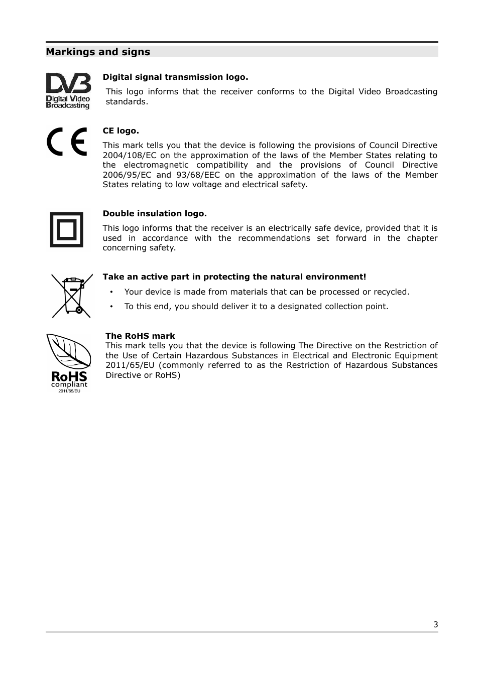 Markings and signs | Ferguson S3 User Manual | Page 4 / 20