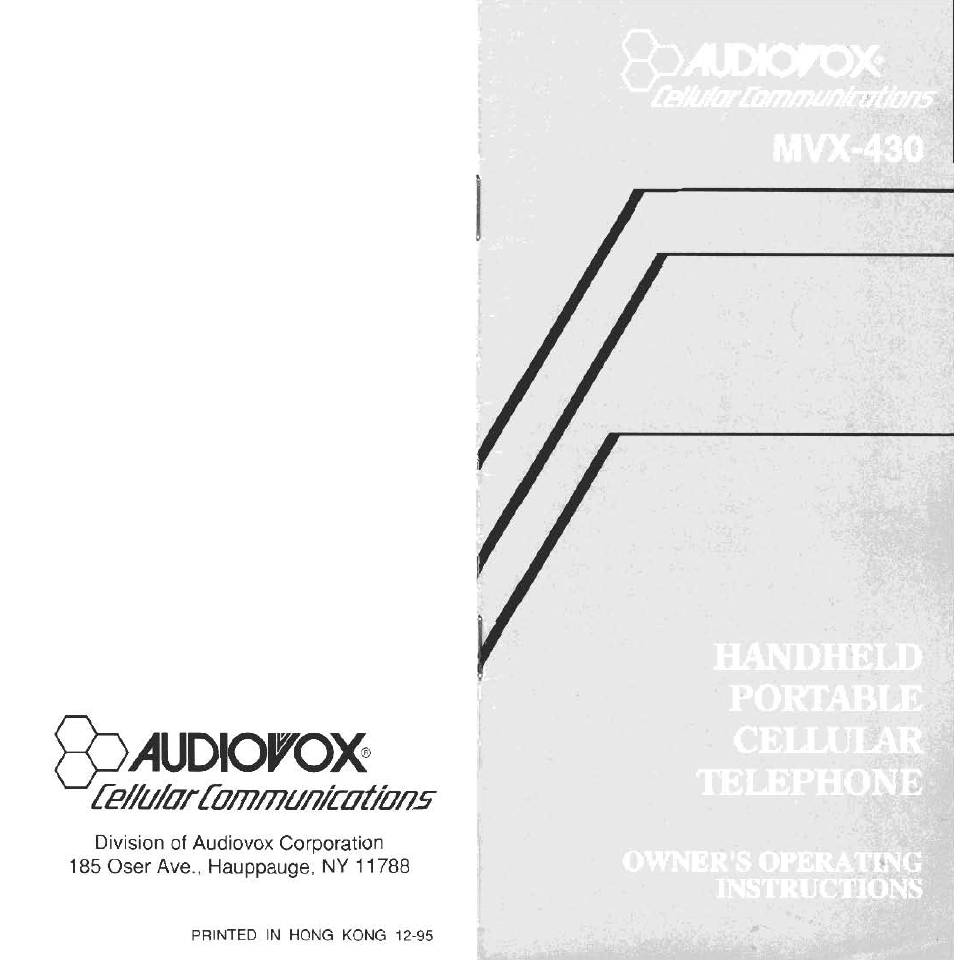 Audiovox MVX-430 User Manual | 20 pages