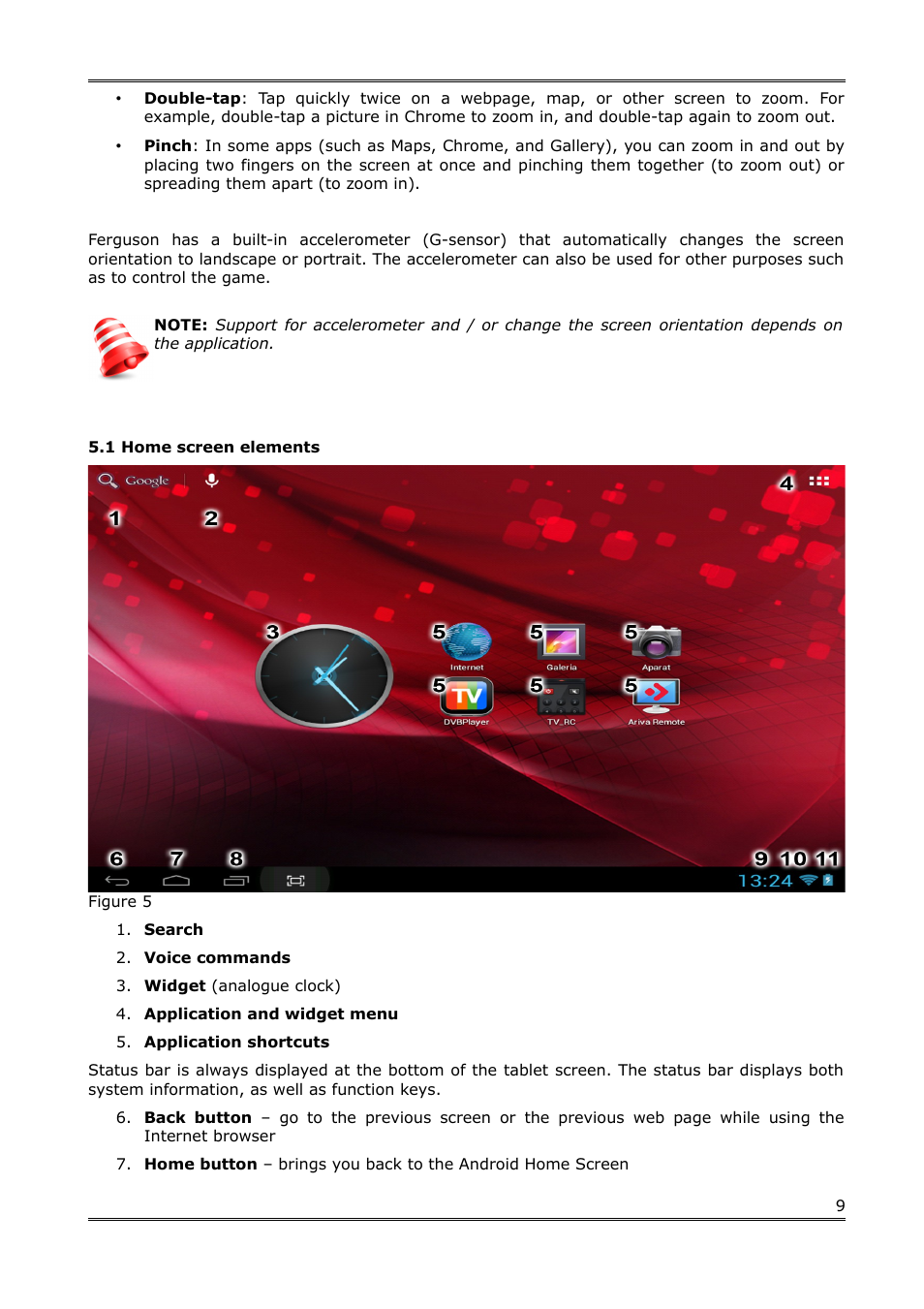 1 home screen elements | Ferguson Regent TV8 User Manual | Page 10 / 20