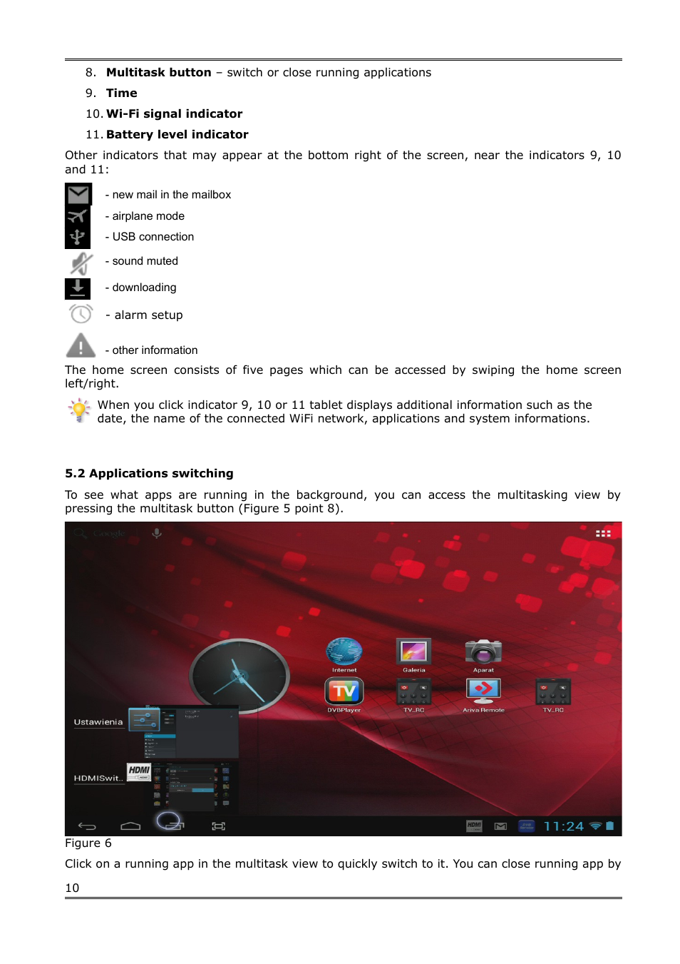 2 applications switching | Ferguson Regent TV8 User Manual | Page 11 / 20